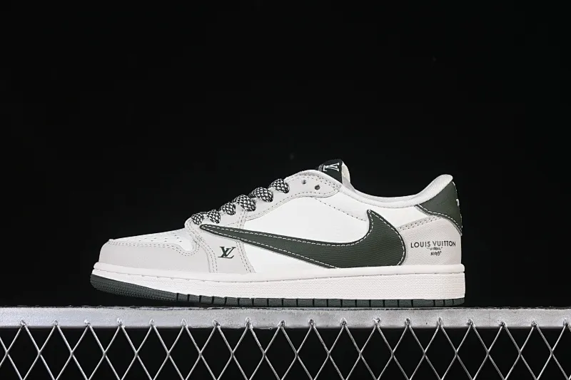 All categories Air Jordan Jordan series basketball shoes Air Jordan 1 Low High-end customized low-top sneakers Travis Scott x Fragment Design x Air Jordan 1 Low OG SP AJ1 Joe 1 LV joint beige army green tree pattern low-top cultural casual sneakers JW1188-150
